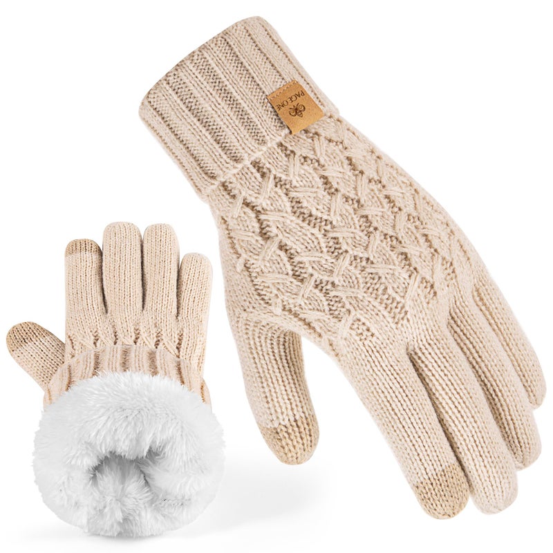 PAGE ONE Winter Gloves for Women Touchscreen Texting Warm Knit Fleece Lined Gloves for Cold weather - Image 1