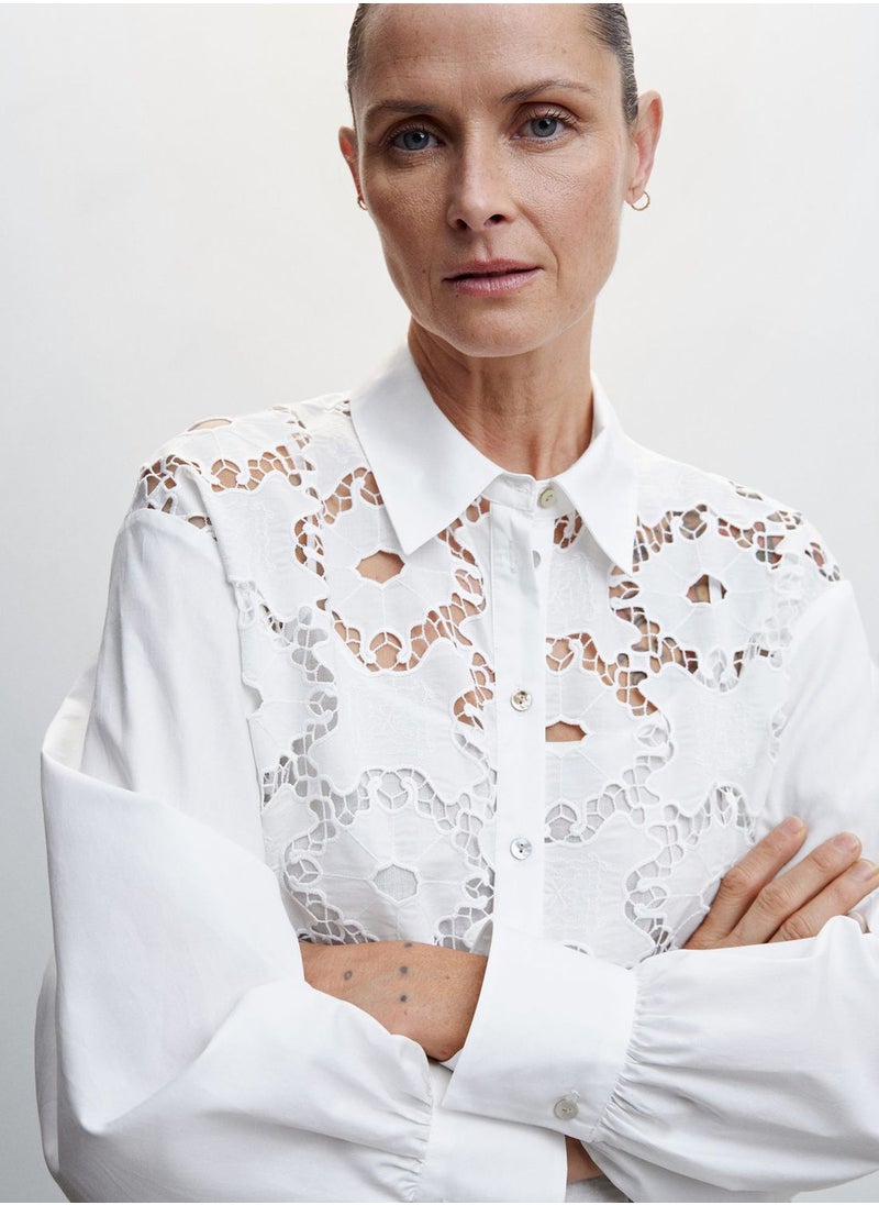 MANGO - Openwork Button Down Shirt - Image 1