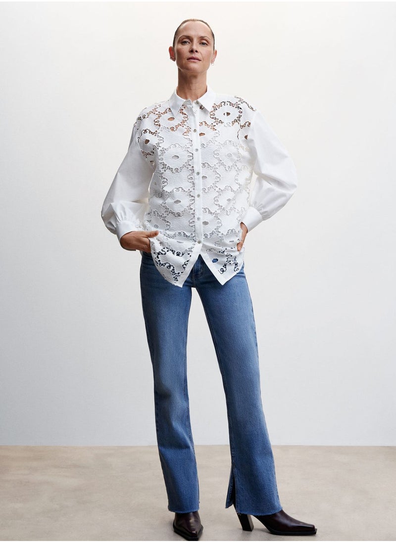MANGO - Openwork Button Down Shirt - Image 1