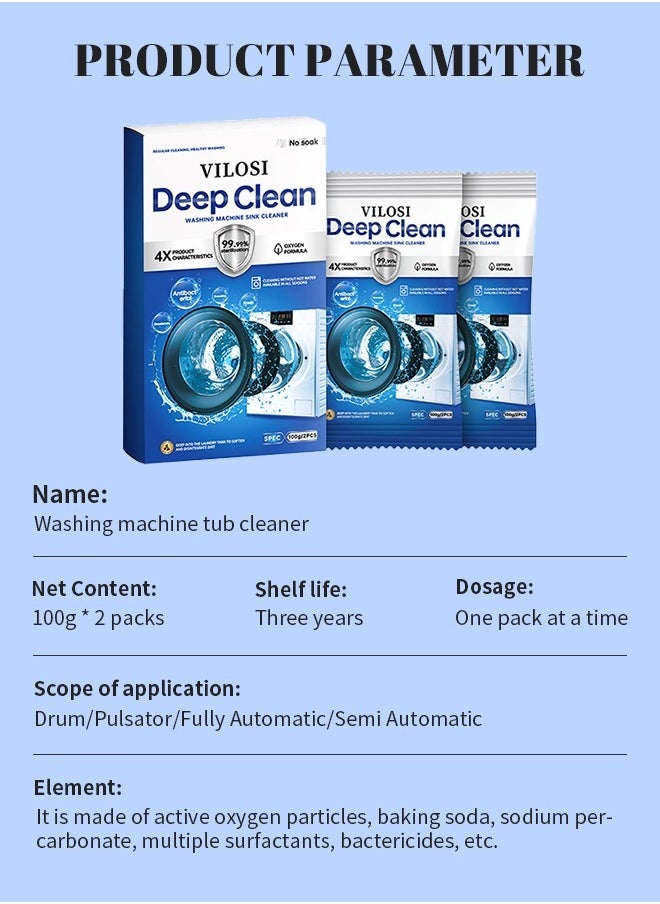 Washing Machine Cleaner no Need Tto Soak, High-Efficiency Odor-Removing Cleaning Powder for All Machines, Removes Soap Scum and Limescale