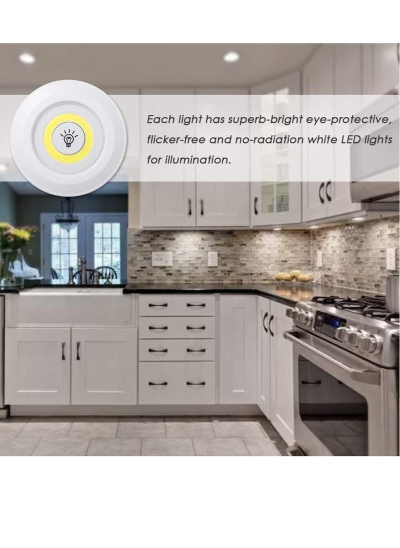 Gravity 1W COB LED Puck Light 6 Pack with Remote Controller Brightness Adjustable Wireless Dimmable Touch Sensor Control Night Lamp Under Cabinet Lighting Battery Powered Operated for Cabinet Wall  - Image 2