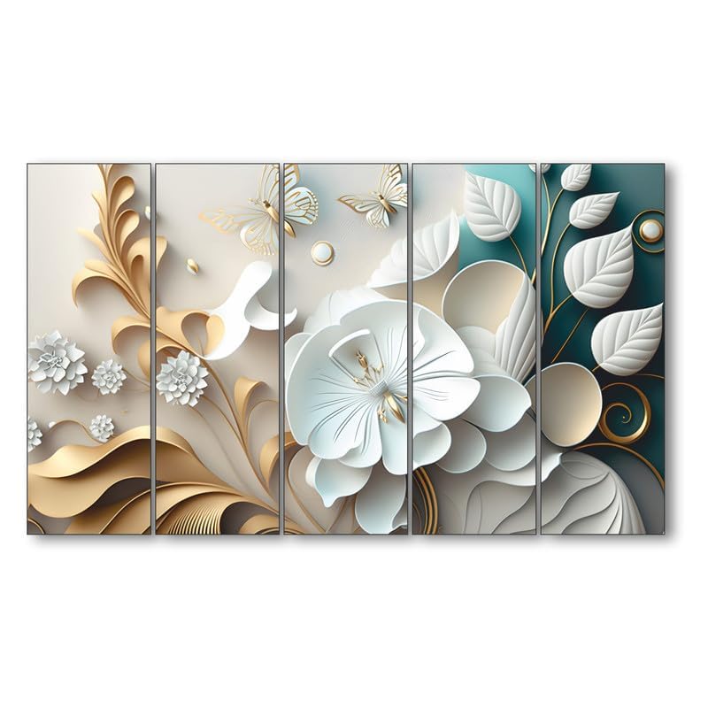 KYARA ARTS كيارا آرتس - لوحة فنية بأسلوب الألوان المائية للزهور البيضاء مع إطار بحجم كبير (30x48) فن جداري لغرفة المعيشة، غرفة النوم، غرفة الرسم، الفنادق - بإطار خشبي - لوحة رقمية - Image 2