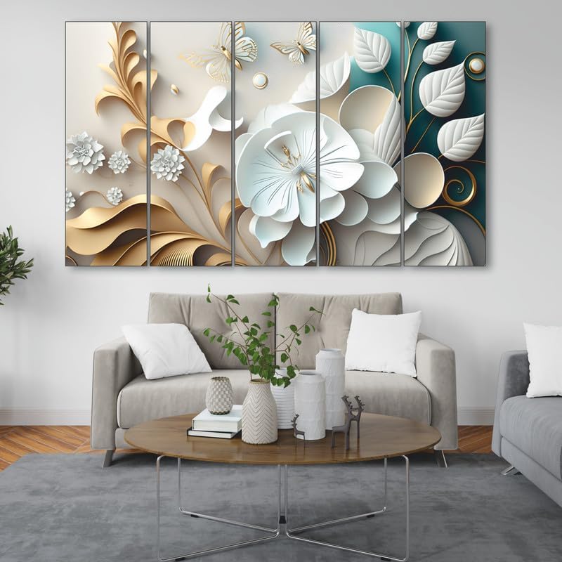 KYARA ARTS كيارا آرتس - لوحة فنية بأسلوب الألوان المائية للزهور البيضاء مع إطار بحجم كبير (30x48) فن جداري لغرفة المعيشة، غرفة النوم، غرفة الرسم، الفنادق - بإطار خشبي - لوحة رقمية - Image 3