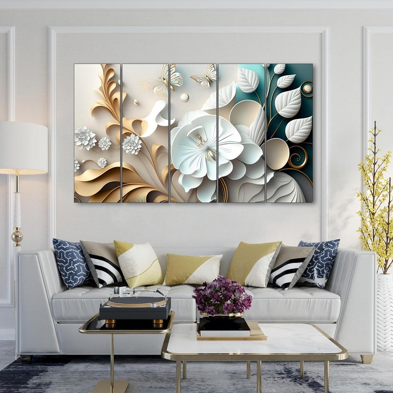 KYARA ARTS كيارا آرتس - لوحة فنية بأسلوب الألوان المائية للزهور البيضاء مع إطار بحجم كبير (30x48) فن جداري لغرفة المعيشة، غرفة النوم، غرفة الرسم، الفنادق - بإطار خشبي - لوحة رقمية - Image 4