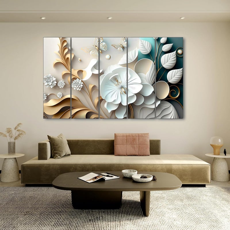 KYARA ARTS كيارا آرتس - لوحة فنية بأسلوب الألوان المائية للزهور البيضاء مع إطار بحجم كبير (30x48) فن جداري لغرفة المعيشة، غرفة النوم، غرفة الرسم، الفنادق - بإطار خشبي - لوحة رقمية - Image 1