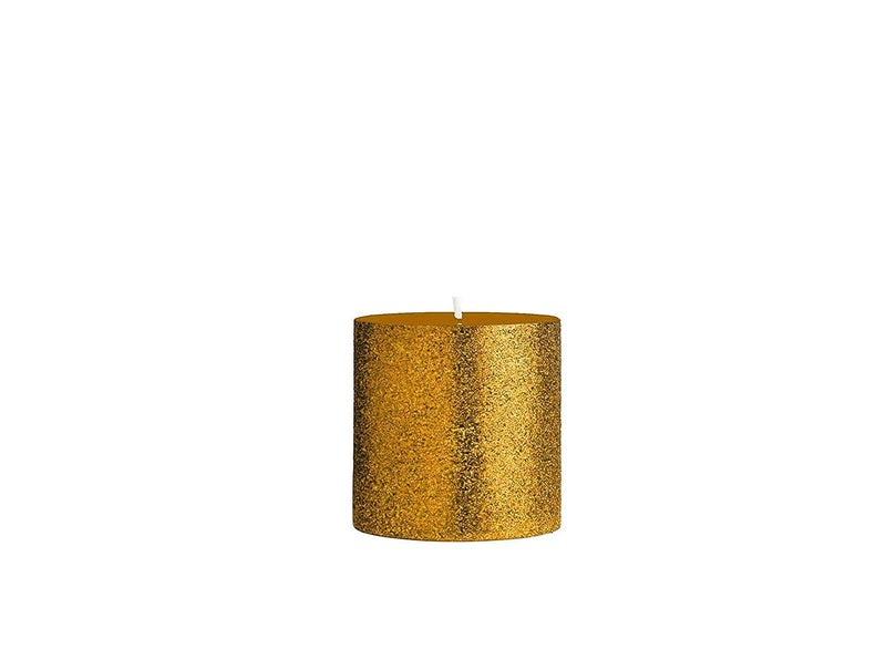 atorakushon® Smokeless Scented Paraffin Wax Golden Glitter Round Pillar Candles Decoration for Party,Birthday Party,Dinner Table, Living Room Pack of 6 - Image 3