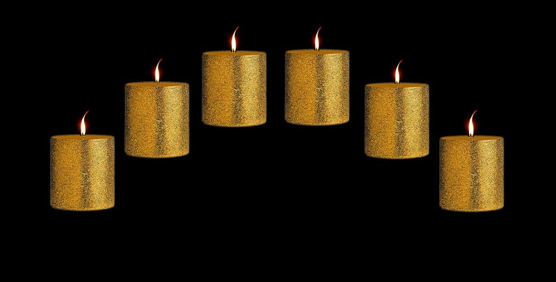 atorakushon® Smokeless Scented Paraffin Wax Golden Glitter Round Pillar Candles Decoration for Party,Birthday Party,Dinner Table, Living Room Pack of 6 - Image 2