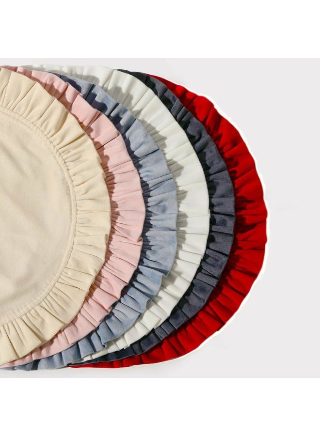 Opexscal 15 Inch Velvet Round Placemat with Ruffle for Dining Table Outdoor Placemats Non-Slip Washable for Gathering, Occasional Decoration and Family Parties Celebrations Set of 4, Blue Grey - Image 5