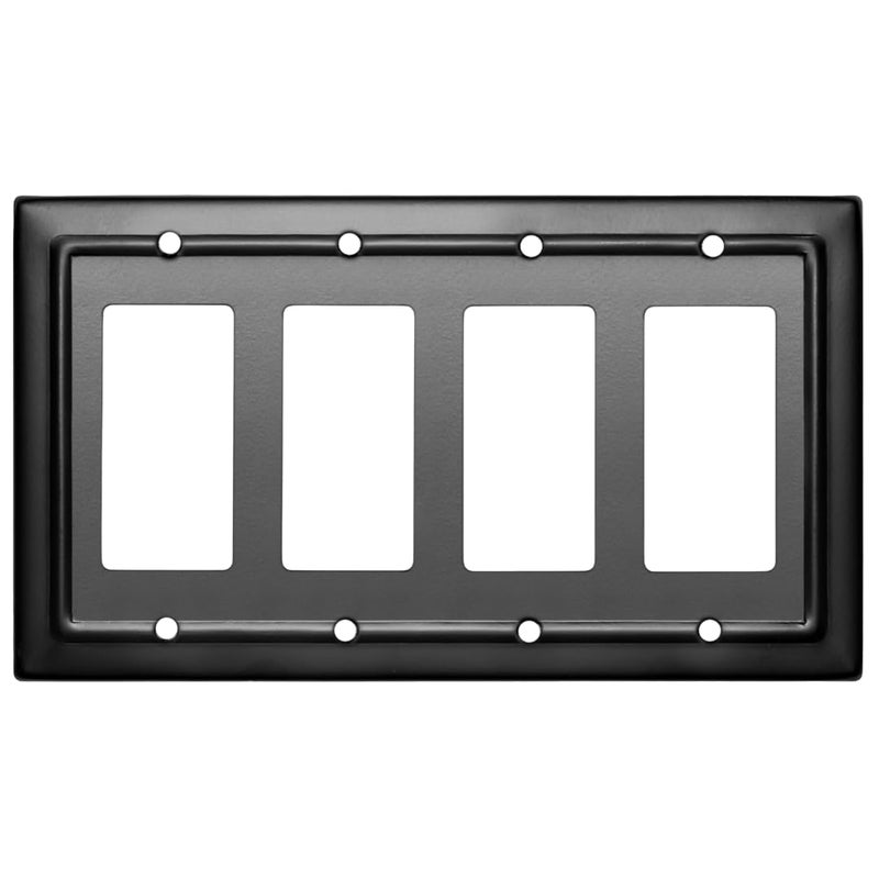 Monarch Abode Rocker Light Switch Cover Plate 4Gang Matte Black Decorator Wall Plates Architectural Decorative Outlet Covers Wall Plates for Receptacle GFCI Electric Outlet Cover Pack of 1