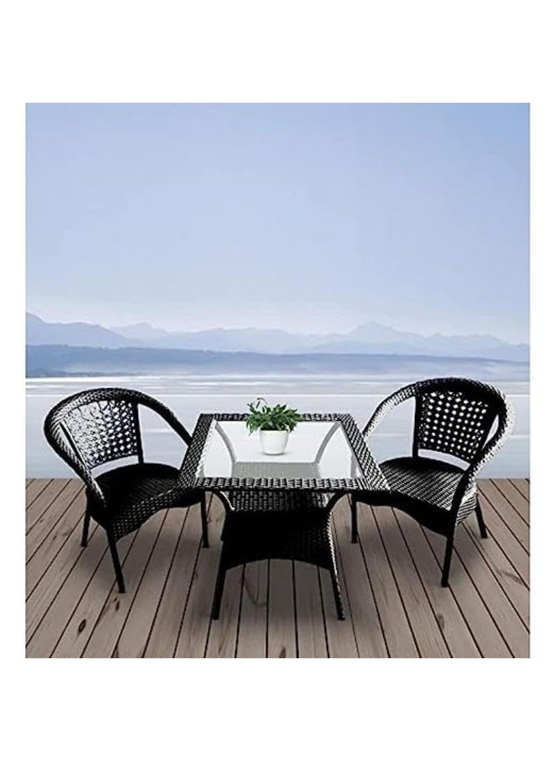 ANAND INDIA GROUPS ANAND INDIA GROUPS D8 Outdoor Furniture GardenSeating Set 21 2 Chairs 1 Table Set Balcony Furniture Coffee Table Set Black 