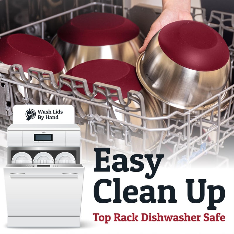 Priority Chef Premium Mixing Bowls With Airtight Lids Set, Thicker Stainless Steel Mixing Bowl Set, Large Prep Metal Bowls with Lids, Nesting Bowls for Kitchen, 1.5/2/3/4/5 Qrt, Red - Image 5