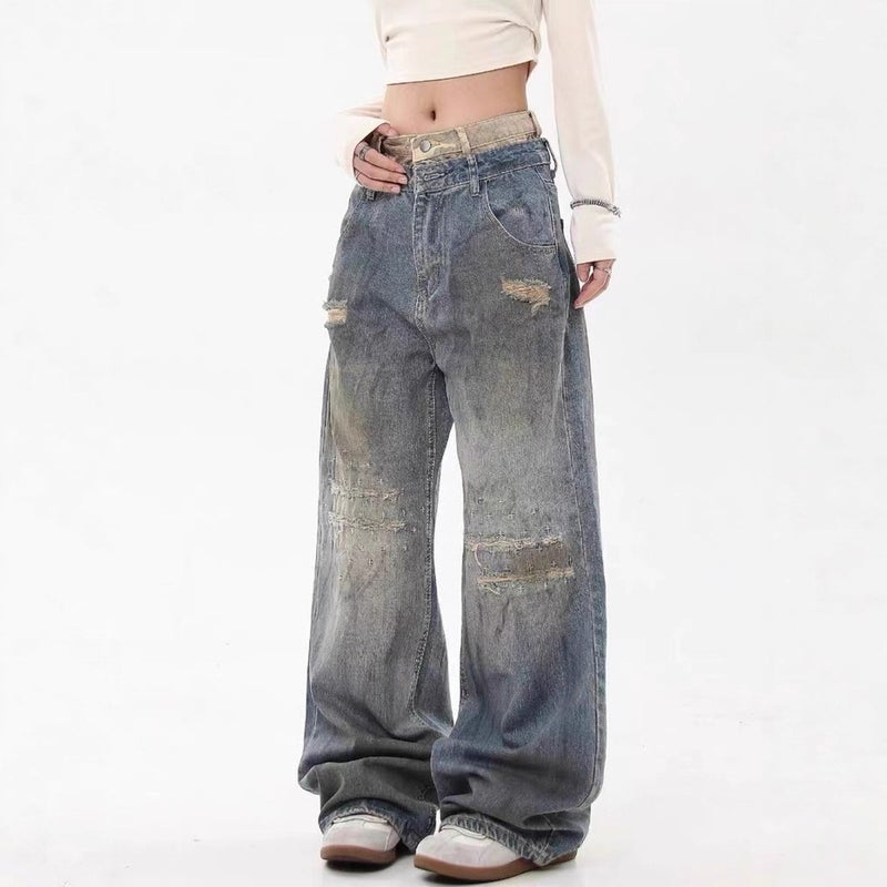 Unisex Classic Denim Jeans Loose Fit Daily Outdoor Wear - Image 1