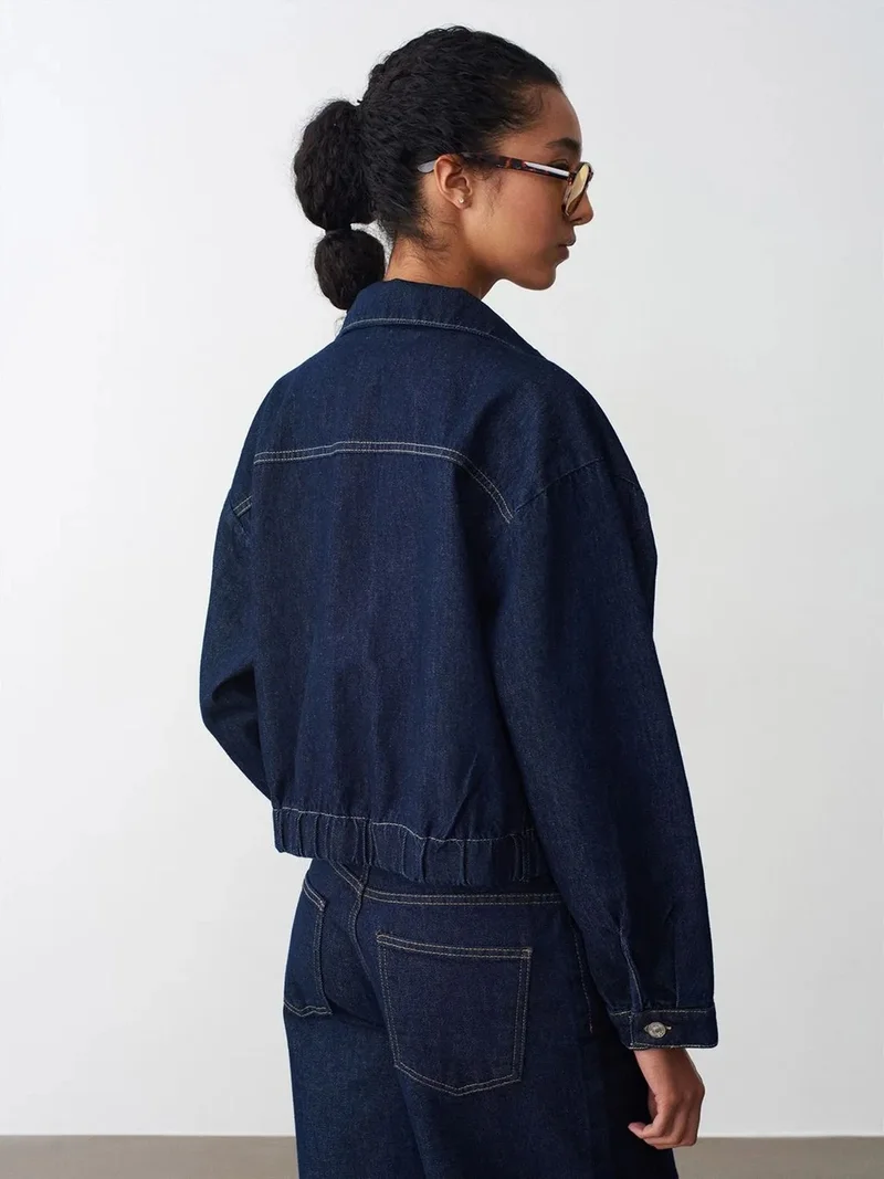 ديلفين DILVIN Oversized Cropped Denim Jacket