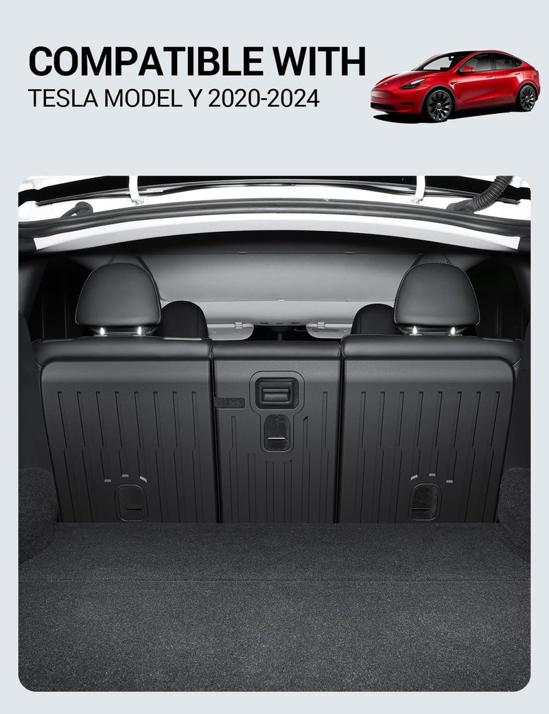 BASENOR 3PCS Tesla Model Y Second Row Seats Back Cover All Weather TPE Rear Back Seat Protector Waterproof Interior Backrest Cover Pet Mat [Proprietary Design] for 2024-2020 Model Y Accessories - Image 2