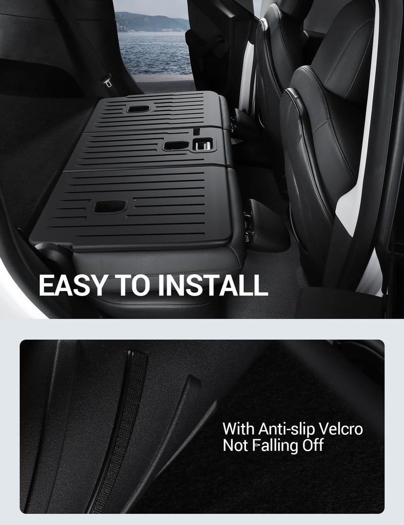 BASENOR 3PCS Tesla Model Y Second Row Seats Back Cover All Weather TPE Rear Back Seat Protector Waterproof Interior Backrest Cover Pet Mat [Proprietary Design] for 2024-2020 Model Y Accessories - Image 4