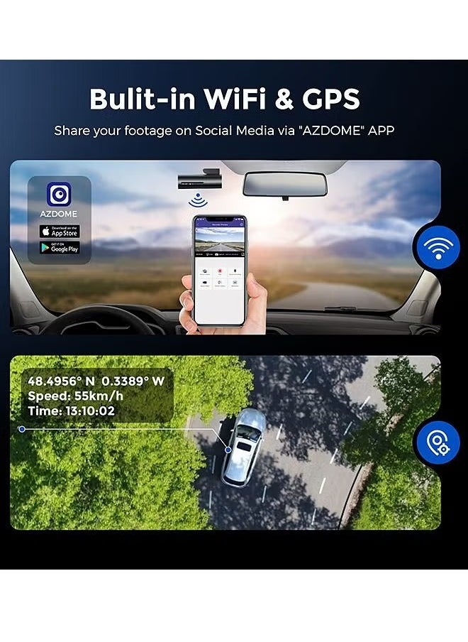 AZDOME - Dash Camera, 4k Dash Cam Front And Rear, Built In 5G WIFI GPS Dual Dashcams, Voice Control Car Camera With Night Vision, Car Drive Recorder With G Sensor, Parking Monitor - Image 1