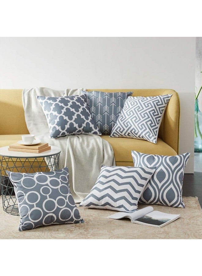 AEROHAVEN Set of 6 Satin Abstract Designer Decorative Throw Pillow/Cushion Covers - (Grey, 20 x 20 Inch) - Image 1