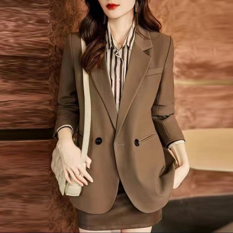 Feeling khaki Suit Jacket Womens 2025 Autumn New Popular Design Feeling Casual Elegant Small Suit Khaki  - Image 1