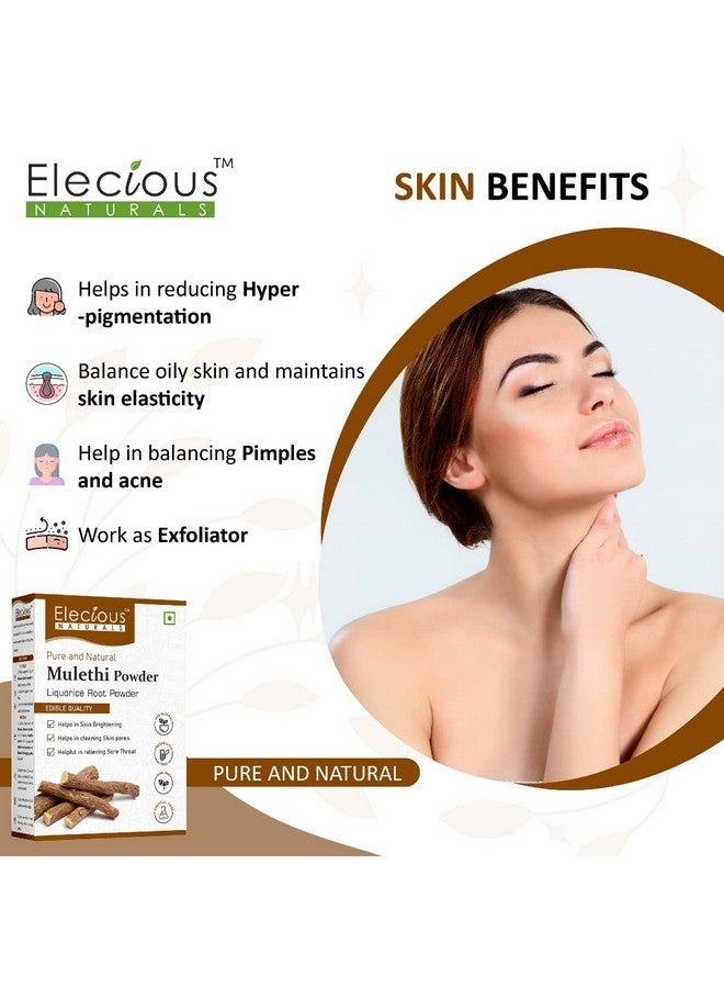 Elecious Mulethi Powder For Face, Hair, Eating (200 Grams) | Yashtimadhu Powder, Liquorice (Licorice) Powder For Skin |Edible|Hair And Skin Care | Natural, Preservative-Free - Image 3