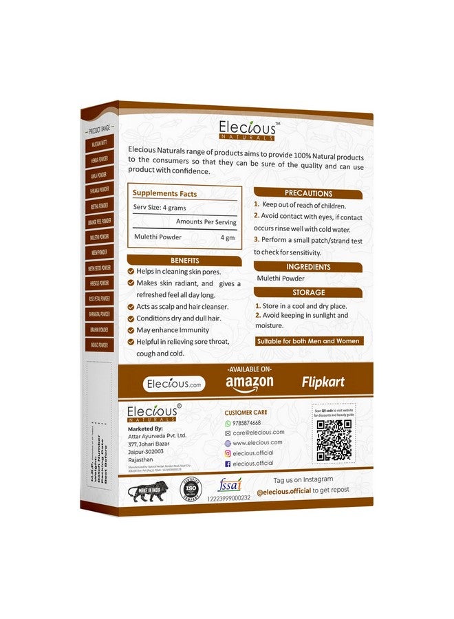Elecious Mulethi Powder For Face, Hair, Eating (200 Grams) | Yashtimadhu Powder, Liquorice (Licorice) Powder For Skin |Edible|Hair And Skin Care | Natural, Preservative-Free - Image 2