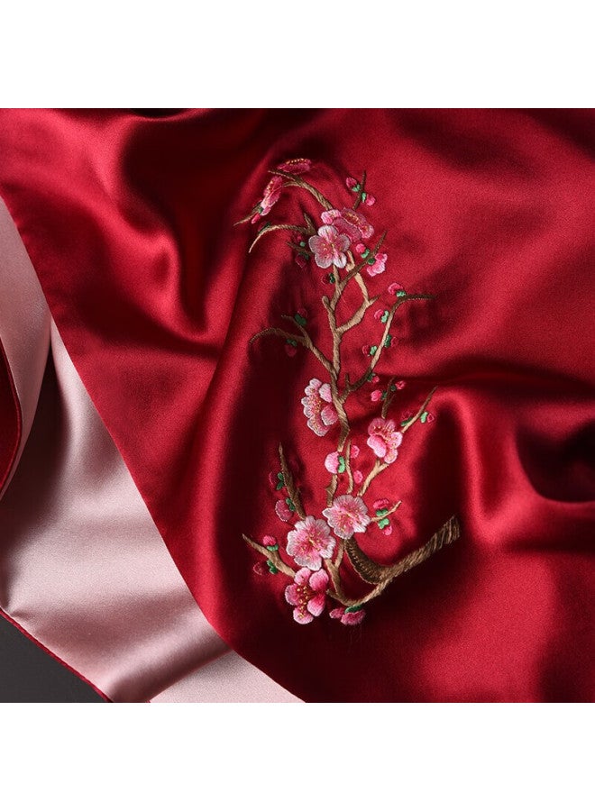 Hang Silk House وشاح حرير توسو من هانغسي مانشن لعيد ميلاد الأم هدية يوم الأم للفتيات باللون الأحمر البرقوق - Image 4