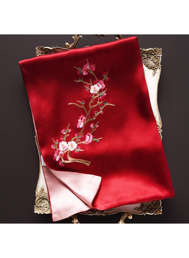 Hang Silk House وشاح حرير توسو من هانغسي مانشن لعيد ميلاد الأم هدية يوم الأم للفتيات باللون الأحمر البرقوق - Image 3