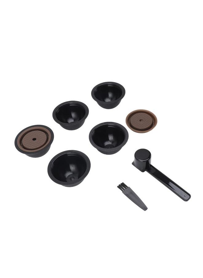 Thoraya - Reusable Capsule Kit For Nestle Vertuoline Coffee Machine with 5pcs Empty Refillable Pods 2pcs Silicone Capsule Discs Spoon Brush Black - Image 1