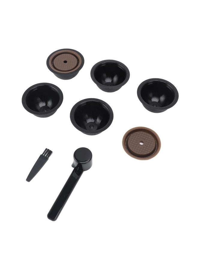 Thoraya - Reusable Capsule Kit For Nestle Vertuoline Coffee Machine with 5pcs Empty Refillable Pods 2pcs Silicone Capsule Discs Spoon Brush Black - Image 1
