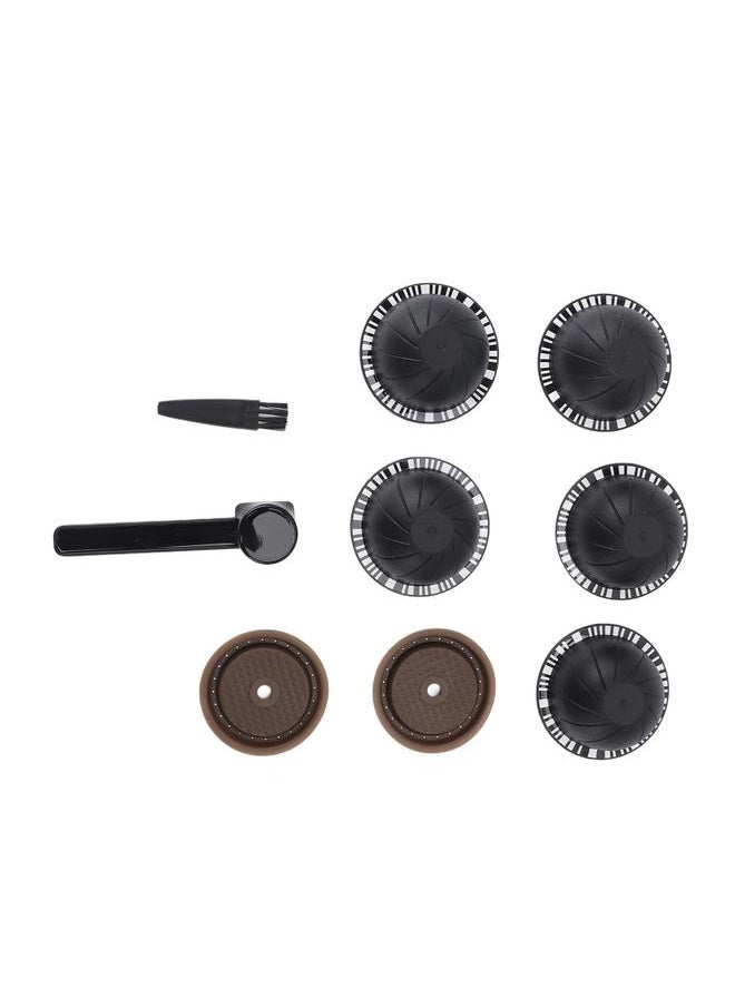 Thoraya - Reusable Capsule Kit For Nestle Vertuoline Coffee Machine with 5pcs Empty Refillable Pods 2pcs Silicone Capsule Discs Spoon Brush Black - Image 1