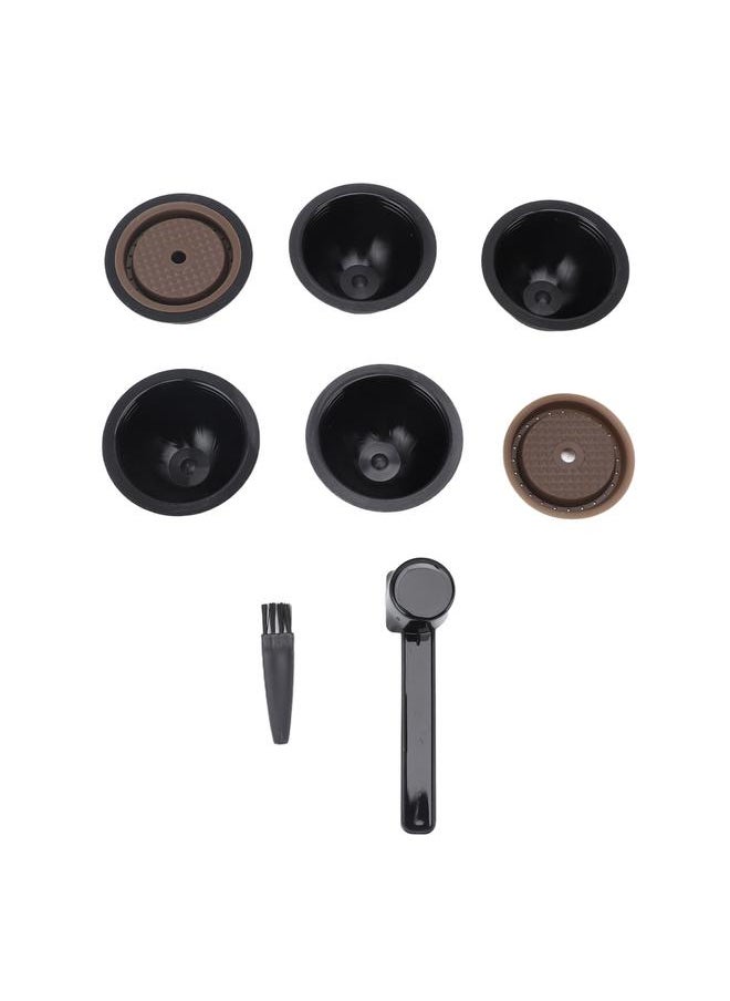 Thoraya - Reusable Capsule Kit For Nestle Vertuoline Coffee Machine with 5pcs Empty Refillable Pods 2pcs Silicone Capsule Discs Spoon Brush Black - Image 1