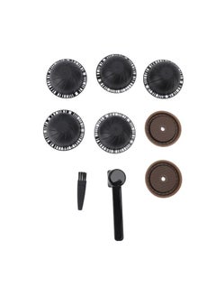 Thoraya Reusable Capsule Kit For Nestle Vertuoline Coffee Machine with 5pcs Empty Refillable Pods 2pcs Silicone Capsule Discs Spoon Brush Black  - Image 1