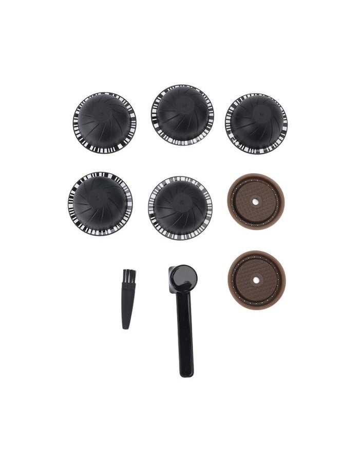 Thoraya - Reusable Capsule Kit For Nestle Vertuoline Coffee Machine with 5pcs Empty Refillable Pods 2pcs Silicone Capsule Discs Spoon Brush Black - Image 1