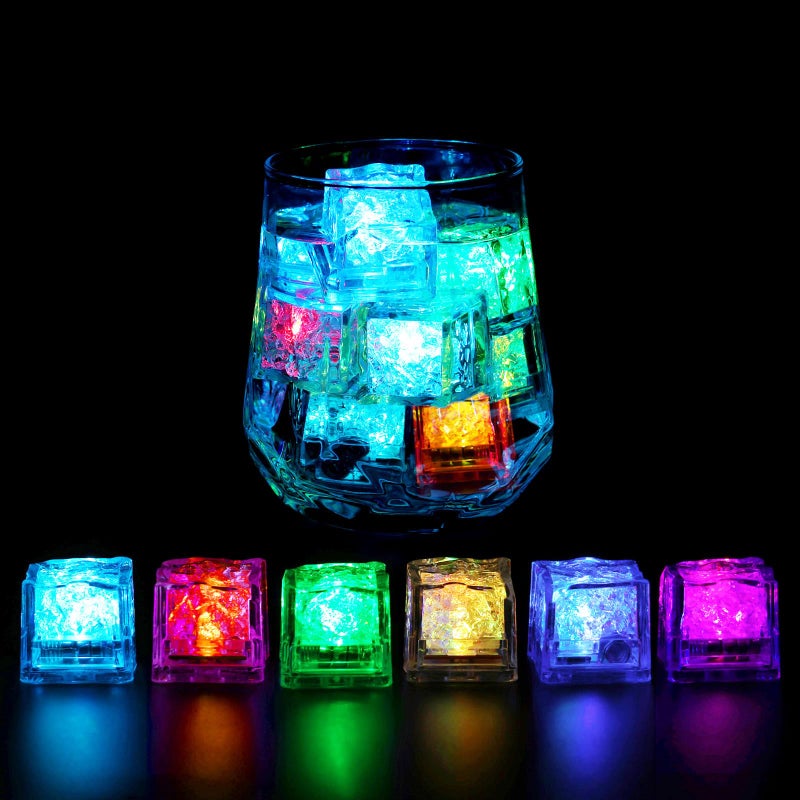 Komokeru 20 Pack Light Up Ice Cubes for Drinks  Multi Color Led Ice Cubes with Color Changing Lights  IP67 Waterproof Glowing Ice Cube  Elevate Your Drinks for Club Bar Party Birthday Wedding Anniversary 