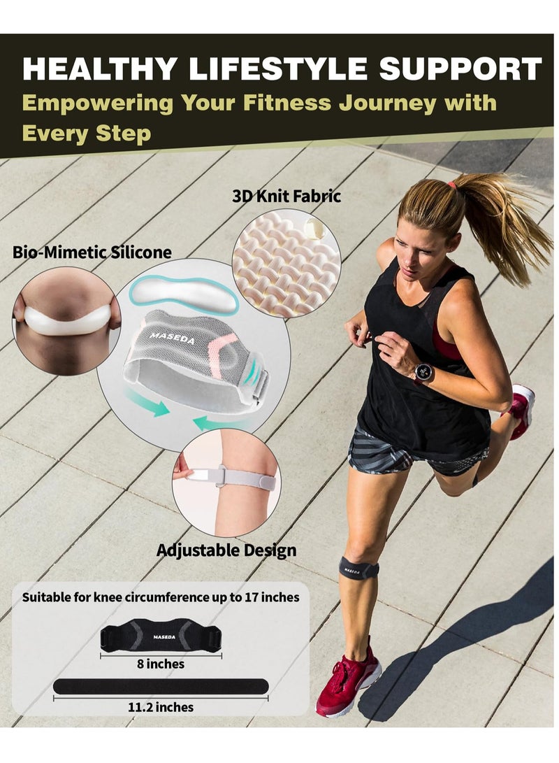 Excefore Knee Brace Patellar Tendon Support Strap 1 Pack, Knee Compression Band for Running Hiking Exercise Gym Fitness Basketball Tennis Badminton Volleyball Cycling Workout, Knee Crepitus and Pain Relief - Image 2