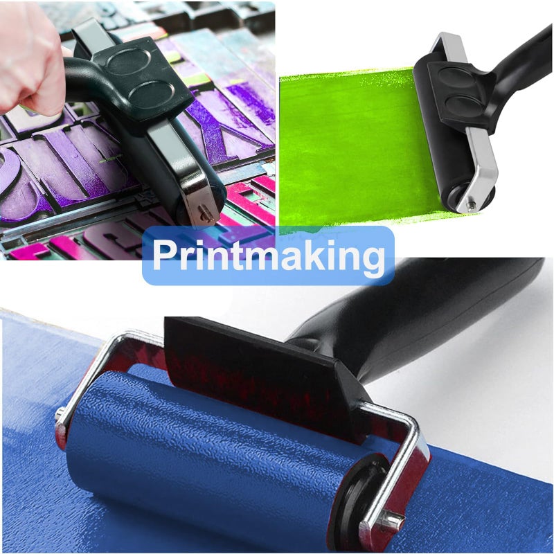 TOOYIMR 4 Inch Professional Rubber Roller with Comfort Grip Handle - Stainless Steel Core Printmaking Tool for Art Printing, Craft Creation, Gluing, Floor Installation & Marine Applications - Image 4