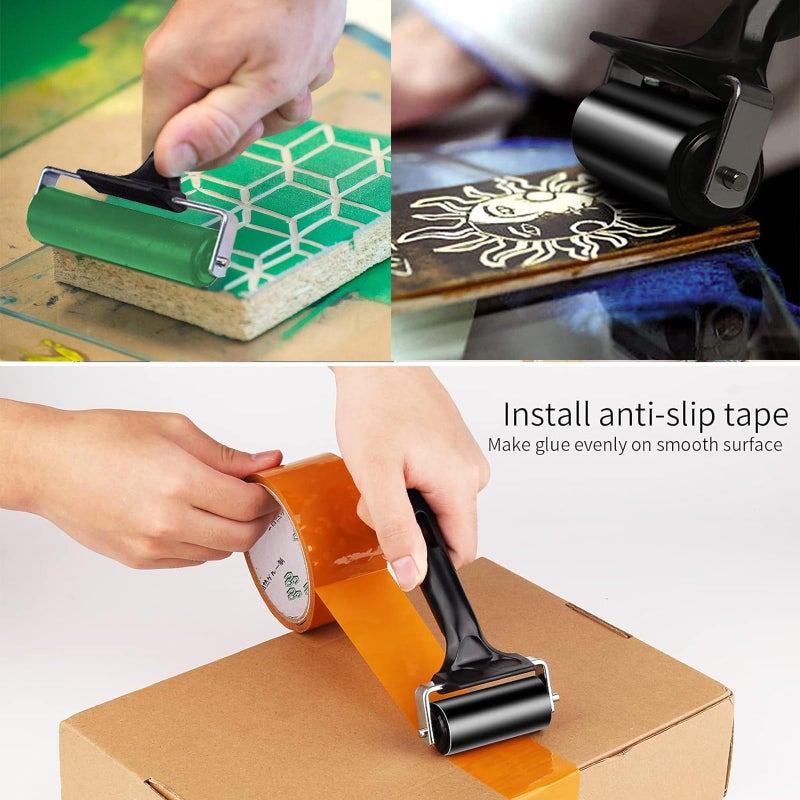 TOOYIMR 4 Inch Professional Rubber Roller with Comfort Grip Handle - Stainless Steel Core Printmaking Tool for Art Printing, Craft Creation, Gluing, Floor Installation & Marine Applications - Image 5