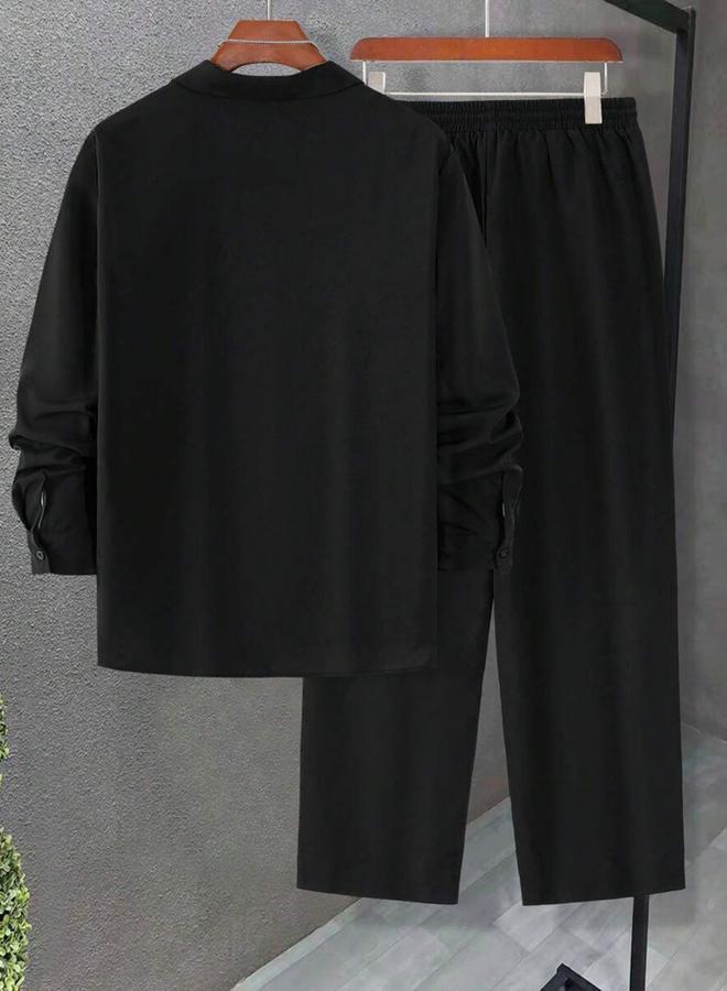 Take Two Men Black Casual Shirt and Pants Co-Ords - Image 5