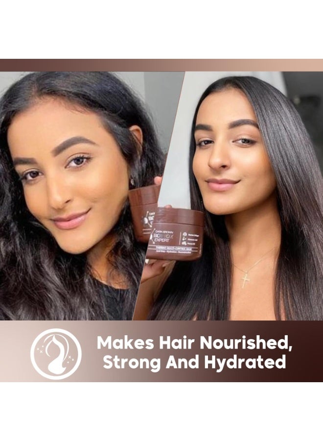 Nutree Professional Hair Treatment Mask Damaged Dark Brown Color BONDOX 8.8oz | Color Depositing Mask with Almond Oil | Marine Seaweed Collagen | Formaldehyde-Free | Enhances Elasticity, Flexibility, Softness & Moisture - Image 5