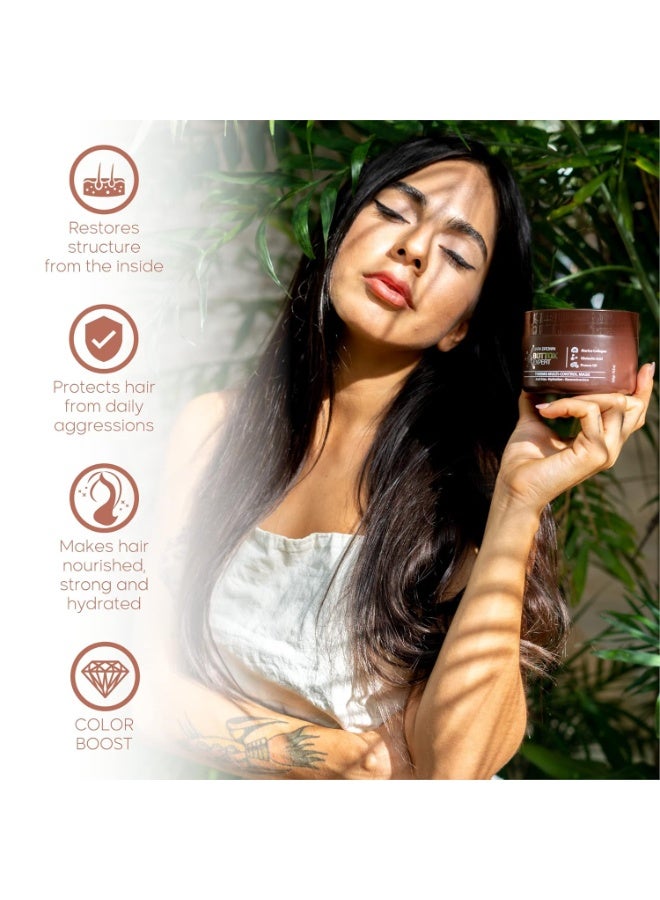 Nutree Professional Hair Treatment Mask Damaged Dark Brown Color BONDOX 8.8oz | Color Depositing Mask with Almond Oil | Marine Seaweed Collagen | Formaldehyde-Free | Enhances Elasticity, Flexibility, Softness & Moisture - Image 4