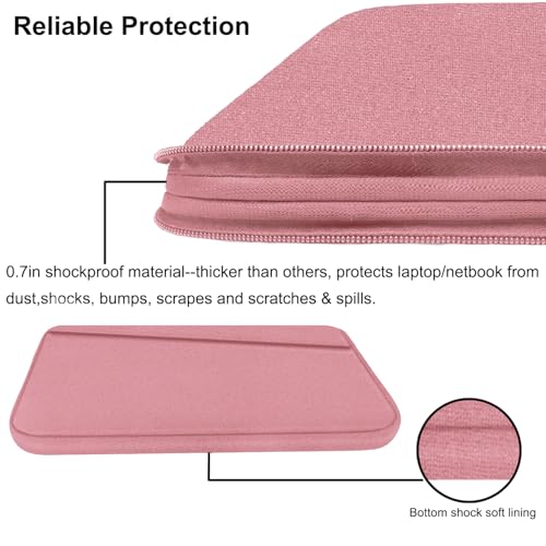 AREYLO 15.6 inch Laptop Case, Slim Computer Carrying Bag Protective Cover Briefcase with Front Pocket, Durable Laptop Sleeve for 15-16 Inch HP, Dell, Lenovo, Asus- Red Pink - Image 4