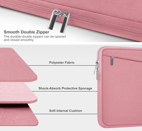 AREYLO 15.6 inch Laptop Case, Slim Computer Carrying Bag Protective Cover Briefcase with Front Pocket, Durable Laptop Sleeve for 15-16 Inch HP, Dell, Lenovo, Asus- Red Pink - Image 3