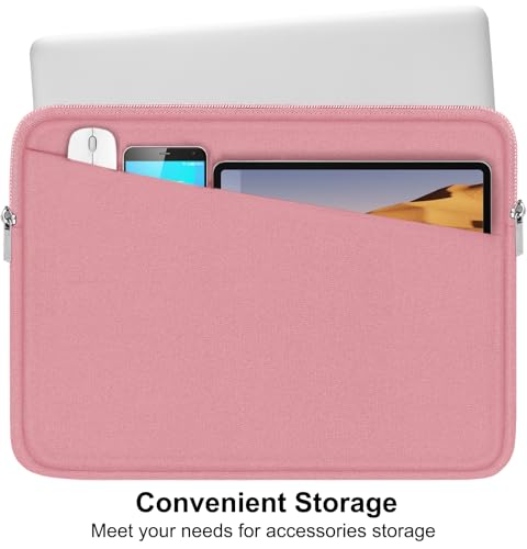 AREYLO 15.6 inch Laptop Case, Slim Computer Carrying Bag Protective Cover Briefcase with Front Pocket, Durable Laptop Sleeve for 15-16 Inch HP, Dell, Lenovo, Asus- Red Pink - Image 2