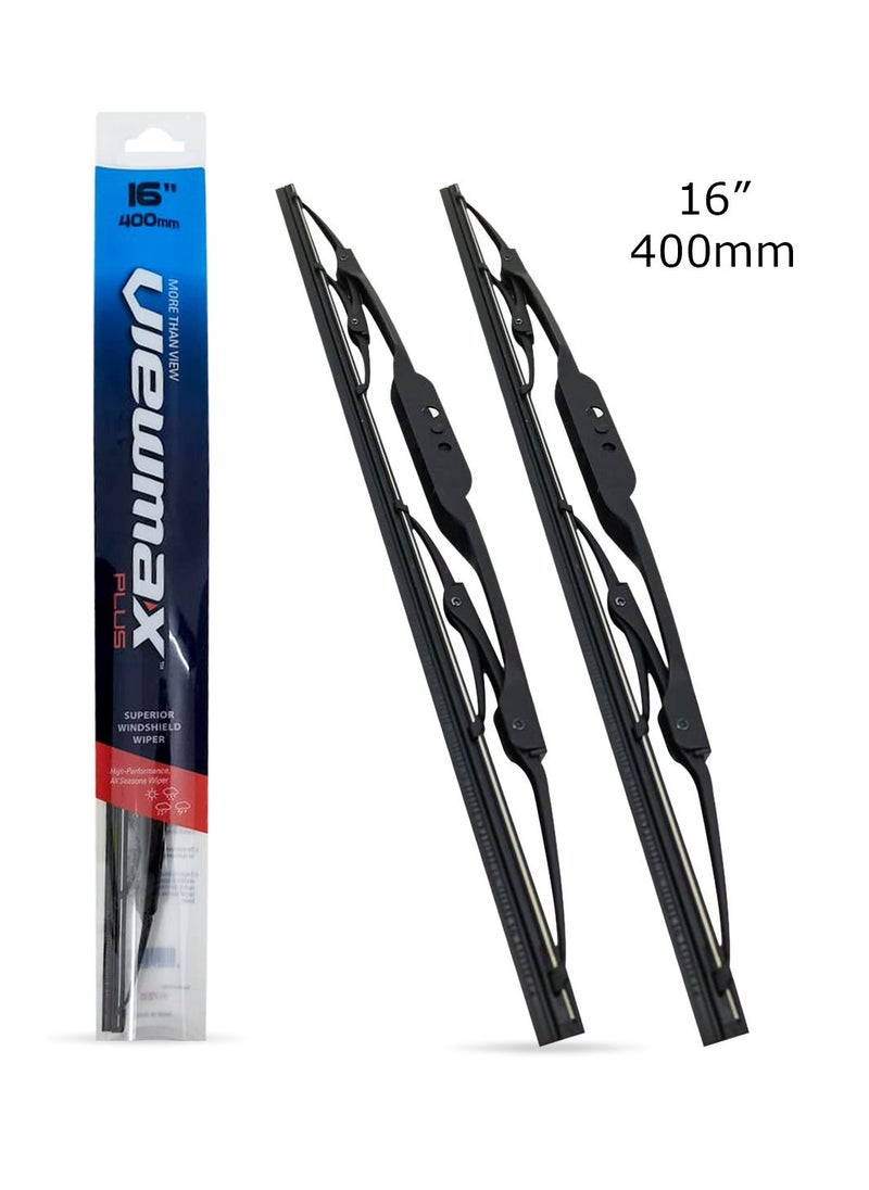 Viewmax Windshield Car Wiper Blades, Powerful Performance Conventional Wiper Blades - VIEW MAX -2 Pcs- (16" 400mm)  - Image 1
