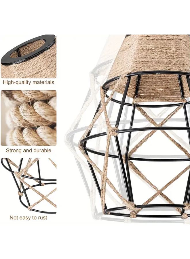 Black Boho Woven Lampshade 3 Pack for Floor Lamp Table Light - Image 2