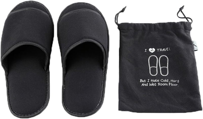 Comfysail Foldable Portable Slippers Washable Open Toe Towelling Slippers with Storage Bag for Spa Travel HotelHome Guest 3443 