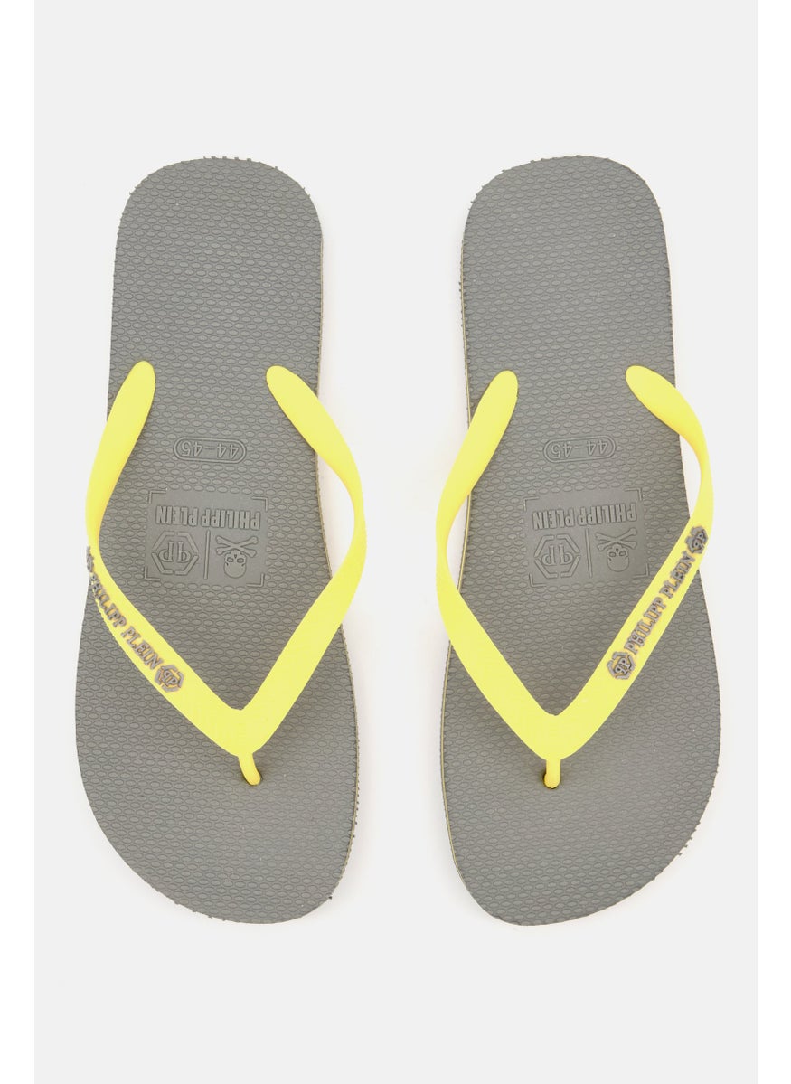 PHILIPP PLEIN Men Slip On Brand Logo Slippers, Grey  - Image 4