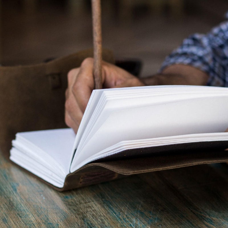 KomalC Leather Journal Notebook, Genuine Leather Journal for Men & Women Handmade Writing Travel Notebook, 240 Unlined Pages Vintage Notepad Gift: Rustic Brown (7"x5") - Image 3