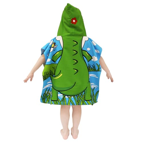 growell Hooded Kids Beach Towels - Toddler Bath Towel Girls Boys Swim Cover-ups for Ages 1 to 6 Kids Pool Towels Quick Dry Lightweight Soft Microfiber Poncho Towel 24x24 (Alligator Green) - Image 1