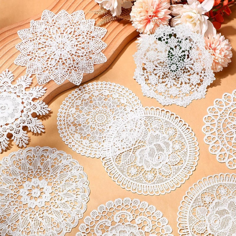 NALACAL 18 Pieces 6 Inch Lace Doilies for Tables, Crochet Doilies, Vintage Cotton Lace Coasters, Handmade Round Placemats Rustic Table Decor for Kitchen Dining Room Wedding Cup Vase Decoration - Image 3