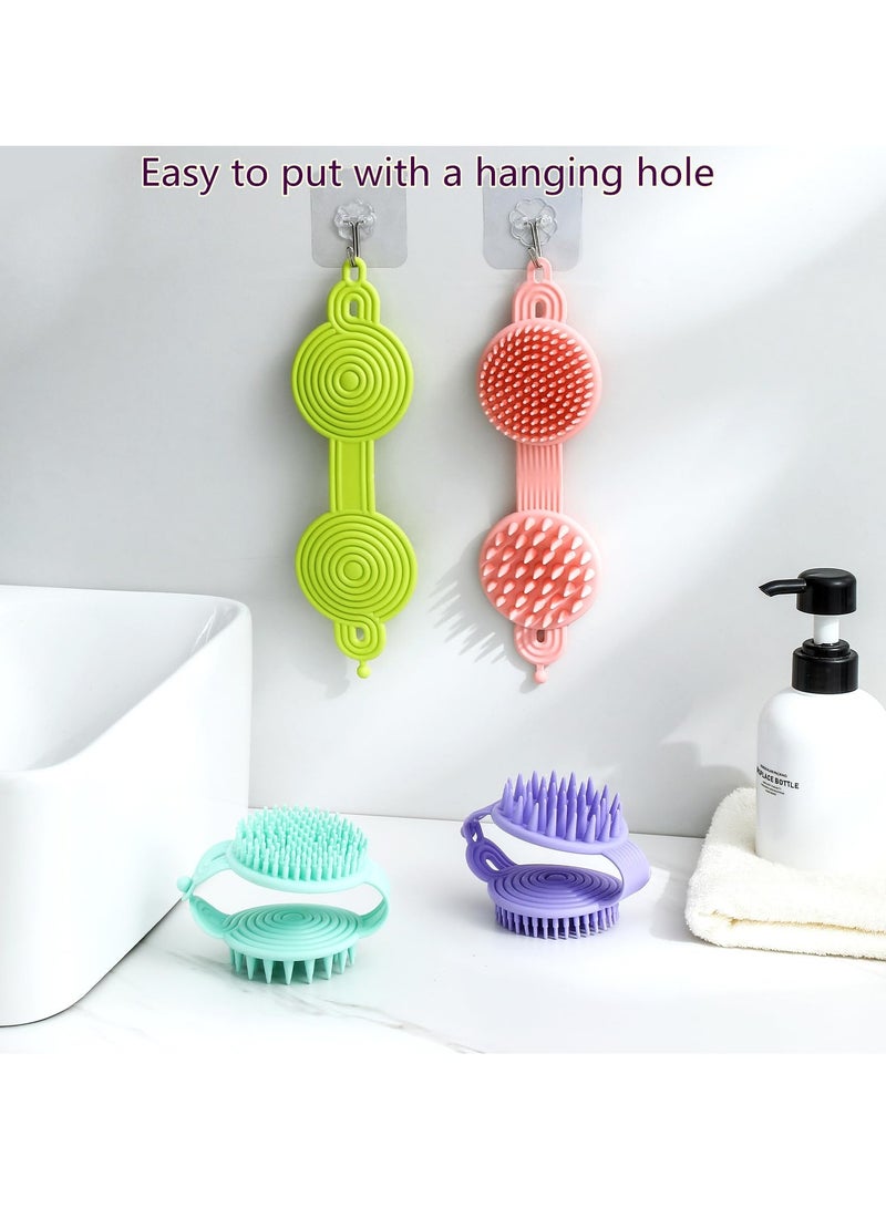 SOLARAE 4 Pcs Scalp Massagers, Soft Silicone Shampoo Brush, Manual Head Scrubber, Wet & Dry Scalp Scrubber for Hair Growth, Dandruff Removal, Scalp Massage, Shower Head Brush for All Hair Types - Image 5